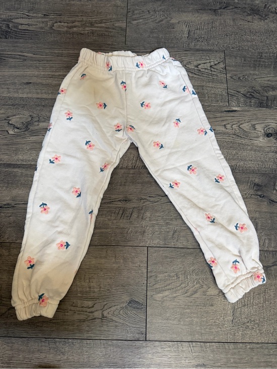 Zara Other - Zara White Jogger Pants with Pink Floral Print